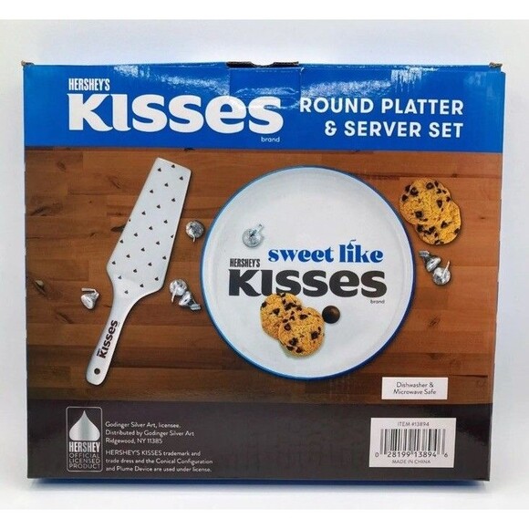 Hershey's Kisses Porcelain Ceramic Cake Platter 10" & Server Set Round NIB - Picture 1 of 7